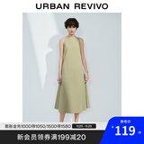 UR2025春季新款女装法式气质后拉链收腰无袖连衣裙UWM750031 卡其绿 S