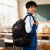 Edison高中生书包大容量初中大学生反光双肩包旅行背包 K052-5G迷彩黑