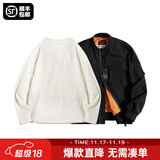 马登工装美式空中MA1飞行员夹克军事风短款外套复古棒球服男潮秋上衣 黑色MA1+米白长T XL