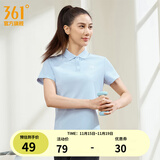 361°运动翻领t恤2025年春夏季新款休闲透气短袖情侣POLO衫开学季 【女款】凝雾蓝 L