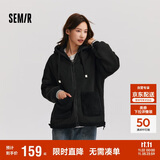 森马（Semir）森马外套女仿羊羔毛摇粒绒双面穿连帽重磅夹克24新款109724108002