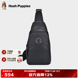 暇步士（Hush Puppies）男士胸包真皮斜挎包新款植鞣皮户外通勤上班出差运动单间背包 黑色真皮HA-1811381W-5723