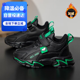 SNOOPY史努比童鞋男童运动鞋冬季短绒加棉跑步鞋保暖棉鞋3933A黑色30