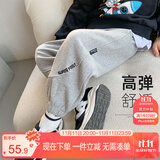 左西男童裤子儿童卫裤秋冬2025新款男孩韩版休闲长裤运动裤 灰色 130