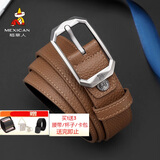 稻草人复古男皮带针扣式真头层牛皮商务休闲腰带裤带生日礼物送父亲老公