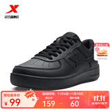 特步（XTEP）【国潮】女鞋板鞋空军一号夏季鞋子休闲鞋情侣运动鞋小白鞋 黑/黑底-女（新版） 39