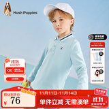 暇步士（Hush Puppies）【经典款】童装儿童男大童秋季新款简约时尚运动风儿童长袖POLO衫 玻璃蓝 130