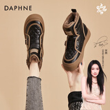 DAPHNE达芙妮雪地靴女秋冬加绒加厚保暖短靴冬季新款女鞋厚底增高棉靴 黑色  跟高4cm 38 (240mm) 标准码