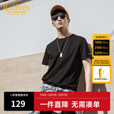 卡宾【凉感】冰丝短袖T恤男夏简约圆领体恤休闲纯色百搭冰感上衣 煤黑色01 L 175 50