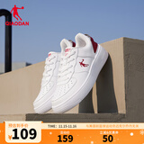 乔丹男鞋板鞋皮面小白鞋革面女鞋空军一号厚底增高情侣休闲运动鞋 女-乔丹白/铁红色（情人节） 38