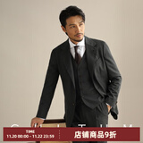 CULTUM精纺羊毛那不勒斯意式西服套装男正装免烫结婚礼服商务西装三件套 深灰色三件套裤子尺码可自行备注 170A /48A