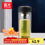 富光男女士双层玻璃杯 高硼硅玻璃304茶隔水杯子 带茶隔泡茶杯500ml