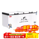 妮雪冰柜商用家用冷柜卧式大容量全冷冻柜展示柜冷冻冷藏大冰柜 528不锈钢内胆长1450x700x850mm