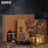 ZIPPO打火机限量版灵动招财貔貅芝宝煤油防风送父亲生日礼物男友实用 古银貔貅【套装+烟灰缸】