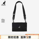 KANGOL官方轻奢信封包手拿刺绣独立分层单肩斜跨韩版休闲潮牌学生手机包 黑色