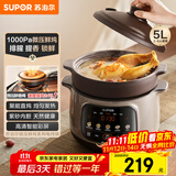 苏泊尔（SUPOR） 电炖锅 电炖盅 煲汤锅炖汤锅 燕窝炖盅 煮粥锅 电煮锅 紫砂微压鲜炖5L 快炖DG50YC875