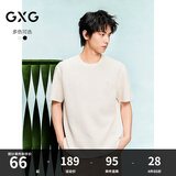 GXG男装 双色肌理面料宽松休闲圆领短袖T恤男士上衣G24D442161 米白 XL