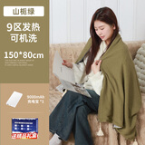 摩兰德（Mitcmolard）德国品牌电热披肩毯发热加热盖毯usb暖身办公室小型单人盖腿毛毯 【9区5s石墨烯速热+1W充电宝】150*80cm 可机洗-山栀绿 usb免插电|三档调温|3c认证充电宝