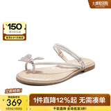 百丽（Belle）小福蝶夹脚人字拖女商场款水钻拖鞋A9K1DBL4 银色-平跟款 36 (230mm)