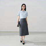 伯德小姐面试半身裙女职业公务工装半裙正装包臀长裙a字灰色裙子