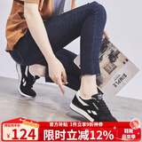 ZHR休闲鞋女精选牛皮舒适百搭女鞋 经典INS潮拼色运动鞋女 韩版时尚轻便透气鞋子女 AK60 黑色 37