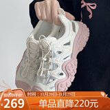 骆驼（CAMEL）丑萌登山鞋女时尚撞色户外休闲鞋 L24M076602 米/银/粉 40