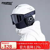 PROPRO 滑雪头盔装备护具男女通用安全帽成人/儿童单双板头盔 哑光白+黑色雪镜 L号 建议头围56-60CM