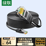 绿联（UGREEN）六类网线 千兆高速网络宽带线 6类家用电脑笔记本路由器监控线 CAT6八芯双绞成品跳线黑色25米