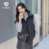 坦博尔时尚短款立领女士短款百搭羽绒马甲TB5330152D 黑色  S (160) 