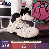 FILA 斐乐猫爪鞋4代女鞋老爹鞋情侣运动鞋复古时尚休闲鞋网面透气 【女款】古白色/白天鹅-AW 38