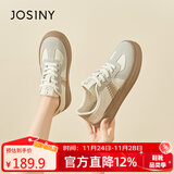 卓诗尼德训鞋女款2025新款秋鞋子女生厚底板鞋小白鞋运动休闲鞋 米棕 37