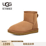UGG秋季女士休闲舒适平底圆头纯色保暖经典迷你短靴雪地靴1016222 CHE | 栗色 37