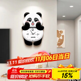 猫九酱2025新款钟表挂熊猫款钟客厅奶油风简约现代壁钟大气创意家用时钟