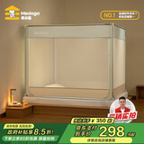 美朵嘉A类婴儿防摔蚊帐床围栏二合一1.8x2米家用三开门若草【抑菌面料】