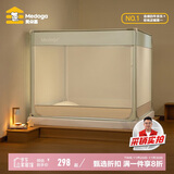 美朵嘉A类婴儿防摔蚊帐床围栏二合一1.8x2米家用三开门若草【抑菌面料】