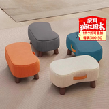 竹思乐实木布艺小凳子家用矮凳墩门口换鞋凳沙发凳成人休闲方凳 深灰色软包小椅子