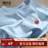 雪中飞白色短袖t恤女2025新款夏季纯棉宽松半袖运动休闲风简约M 冰川蓝|5050-17004F (女款) L