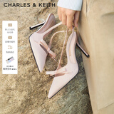 CHARLES&KEITH缎面蝴蝶结尖头高跟凉鞋女生日礼物CK1-60361556 Light Pink浅粉色 36