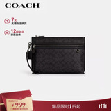 蔻驰（COACH）【品牌直供】男士CARRYALL经典老花印花手拿包黑灰色配色CY985