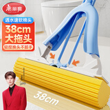 美丽雅胶棉拖把38cm伸缩杆140cm2拖头吸水海绵免手洗干湿两用家用一拖净