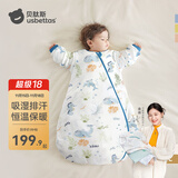 贝肽斯睡袋婴儿春秋恒温新生儿童宝宝睡袋一体式防踢被惊跳包被睡衣连体 海鲸 冬季中厚-感温(10-20℃） S码建议身高55-70cm 年龄0-9个月