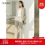 AMII女装2025职业西服套装女夏季新款休闲外套时尚西装两件套 卡其(西裤) M (160)