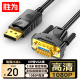 胜为（shengwei）DP转VGA转接线1080P高清线笔记本台式电脑投影仪视频连接线1.8米 ADV0018G