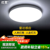 灯灵雷达声控感应灯光控楼梯间小区过道入户走廊玄关阳台车库吸顶灯 22cm-18w雷达感应