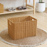 ken's大号收纳筐塑料藤编抽屉式整理篮带盖玩具收纳箱北欧 浅咖色40*26*26cm无盖