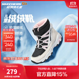 Skechers斯凯奇儿童绒绒靴雪地靴保暖男童棉鞋防寒加绒高帮女童靴660092L 女童/白色/黑色/粉红色/WBPK 35