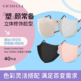 cicibella口罩日本立体撞色防菌防尘男女款蕾丝+灰+防晒黑+肉粉