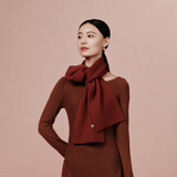万事利WENSLI纯羊毛围巾女围脖红色围巾送女友新年礼物礼盒装 初见