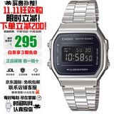 卡西欧（CASIO）手表复古款小方块防水学生运动电子日韩表 黑银A168WEM-1
