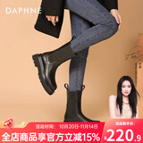 达芙妮官方马丁靴女加绒2025秋冬爆款烟筒靴子女英伦风中筒切尔西女靴 黑色（中筒-5cm跟高） 38